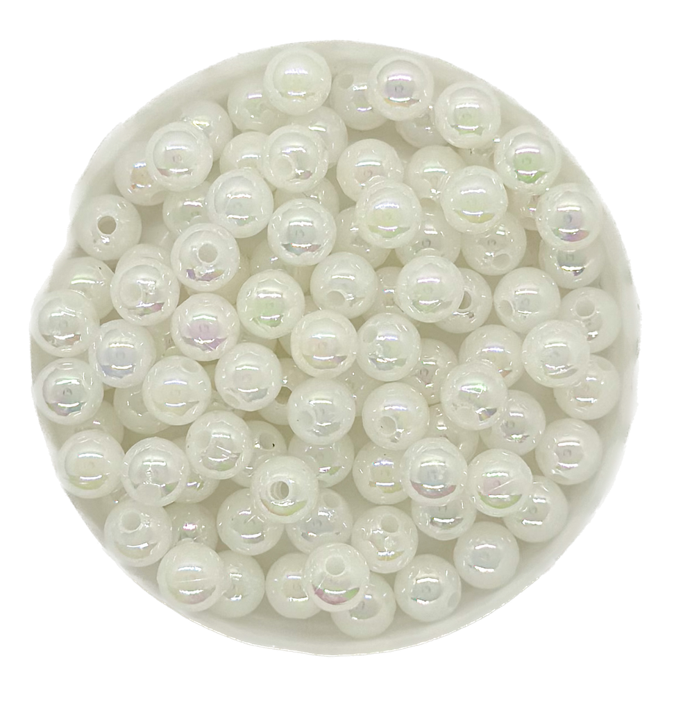 Perla plástica tornasol 6 mm #78 blanco
