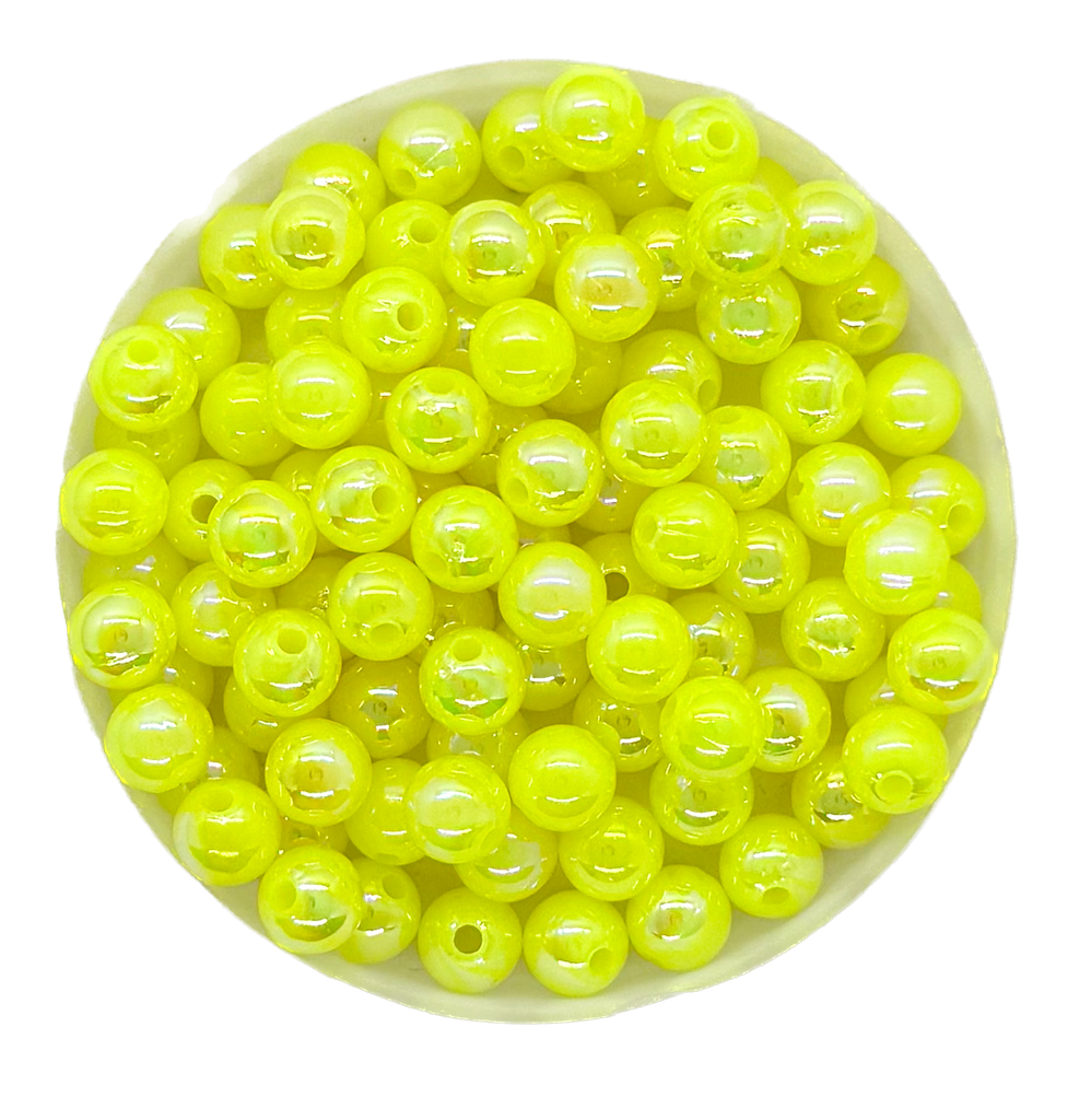 Perla plástica tornasol 6 mm #58 amarillo opaco