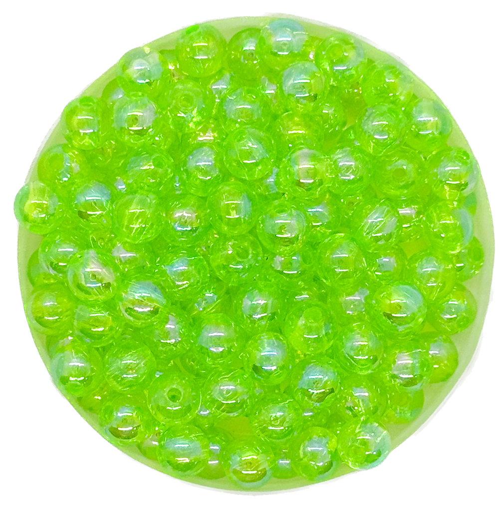 Perla plástica tornasol 6 mm #35 verde flúor