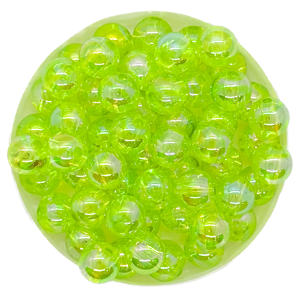 Perla plástica tornasol 8mm #35 verde flúor