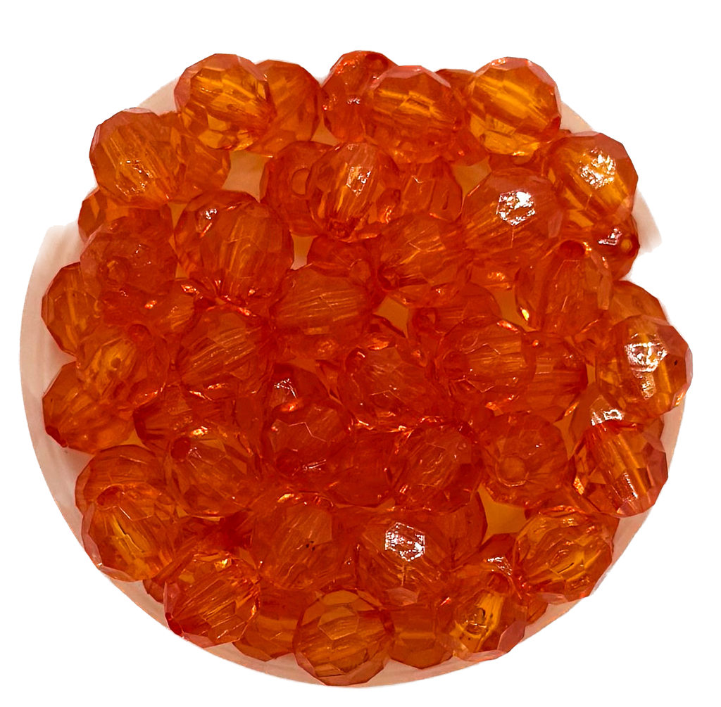 Bolita acrílica facetada naranja 8mm x 250gr