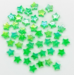 Estrella plástica verde tornasol 11mm x 10gr.