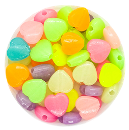 Corazones luminosos fluorescentes multicolor 10mm x 10gr.