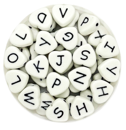 Plástico letras corazón blanco c/negro 10mm x 10gr.