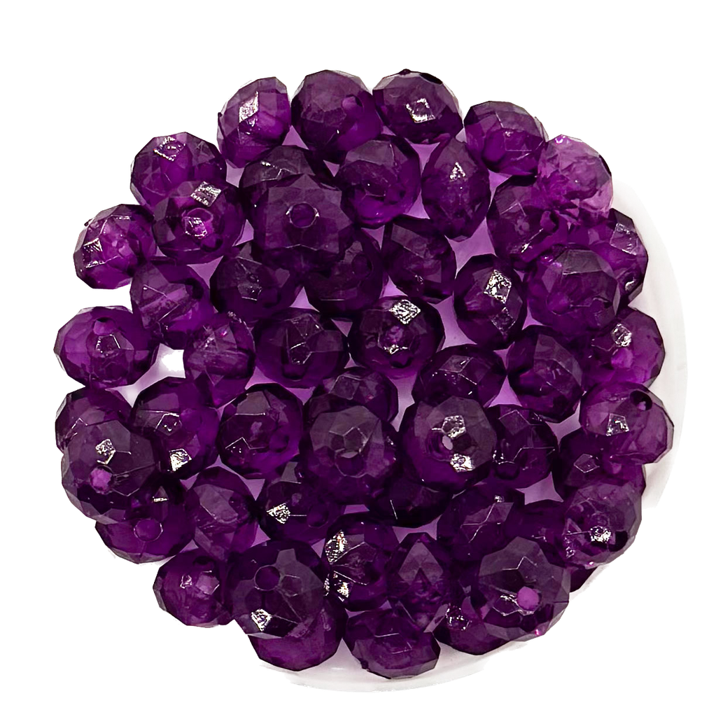 Dona acrílica facetada violeta 8mm x 10g