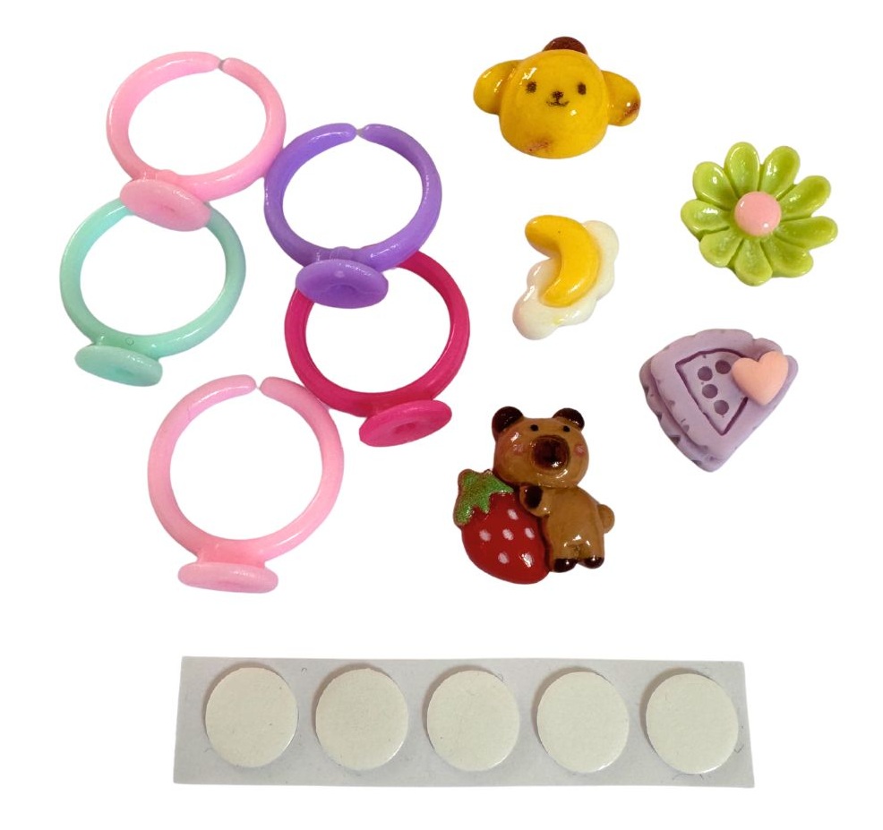 Set base anillitos con charms para armar surtidos x 5un 