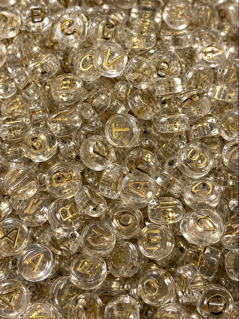 Plástico letras dorada traslucida 10mm x 10gr 