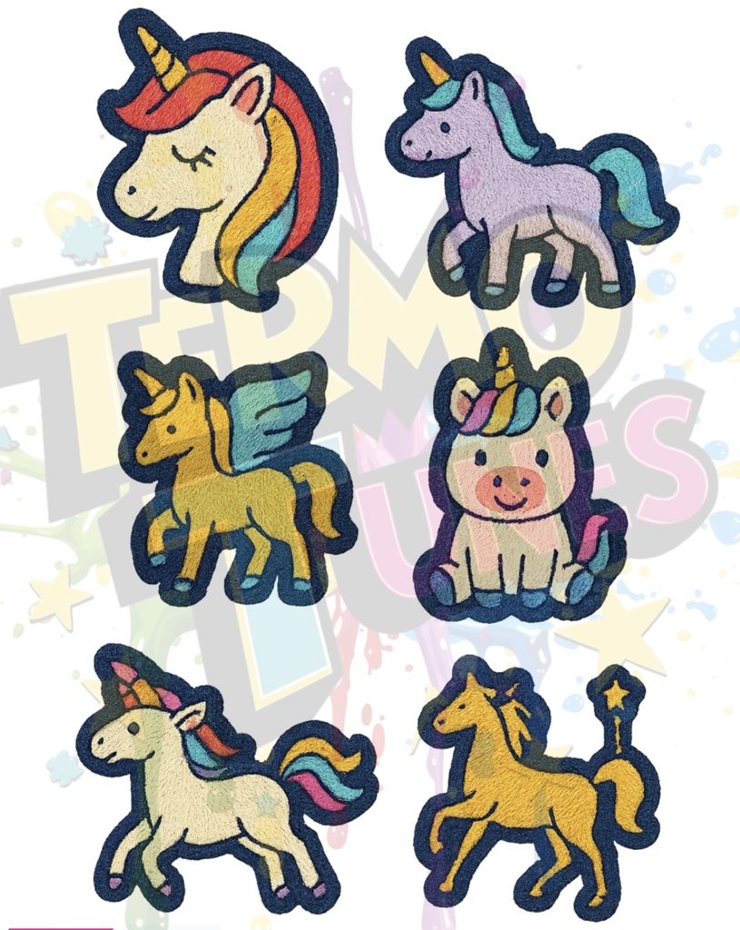 Transfer DTF simil bordado unicornio x 1 hoja