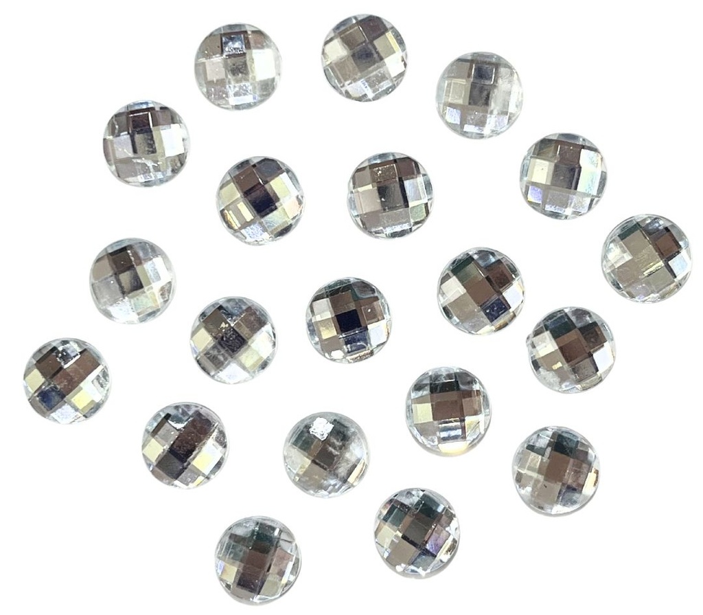 Gemas termopegables plateadas redonda 10mm x 20un