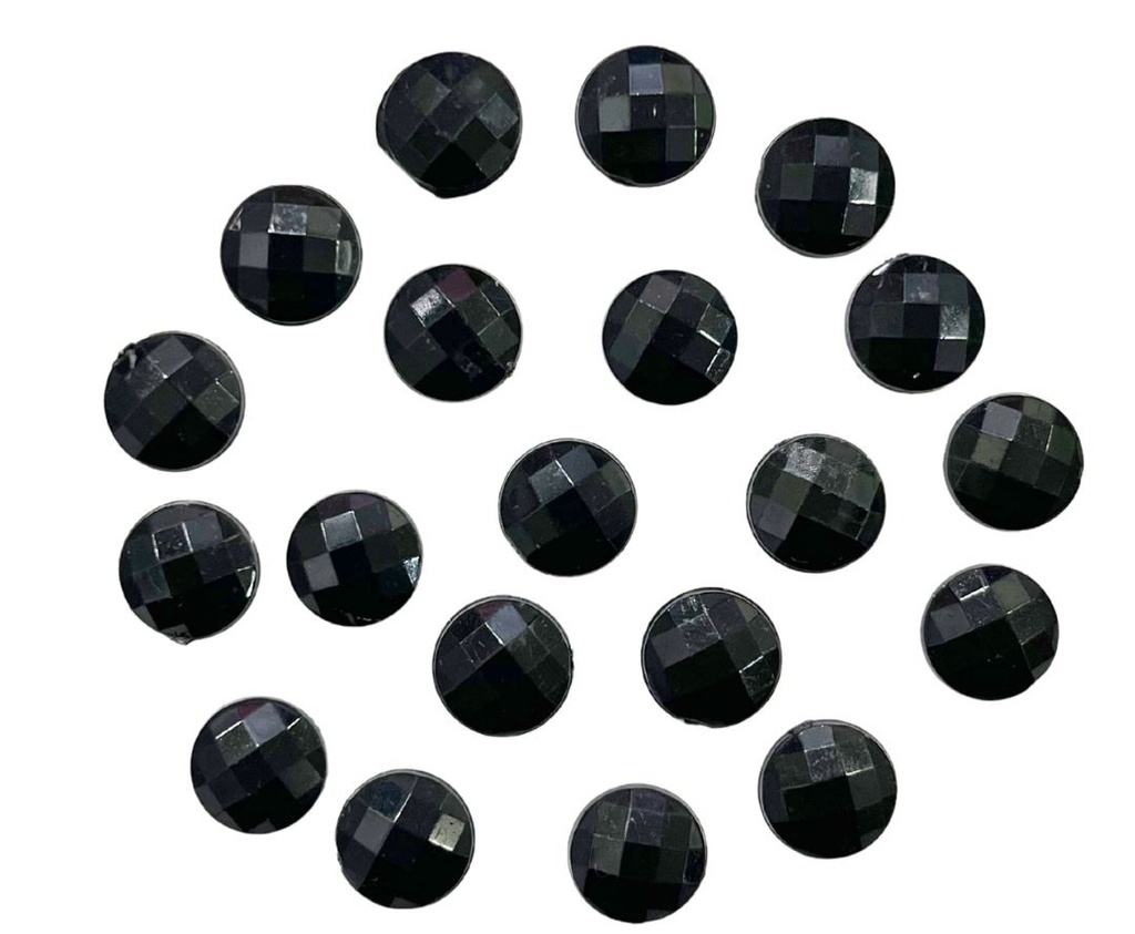Gemas termopegables negra redonda 10mm x 20un 