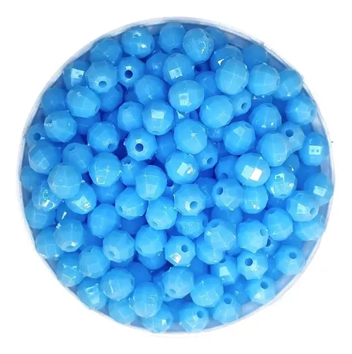 Bolita plástica facetada celeste 4mm x 10gr