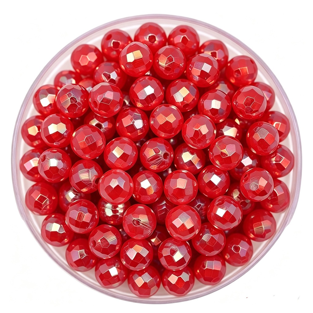 Bolitas Plásticas AB roja 6mm facetada x 10gr 