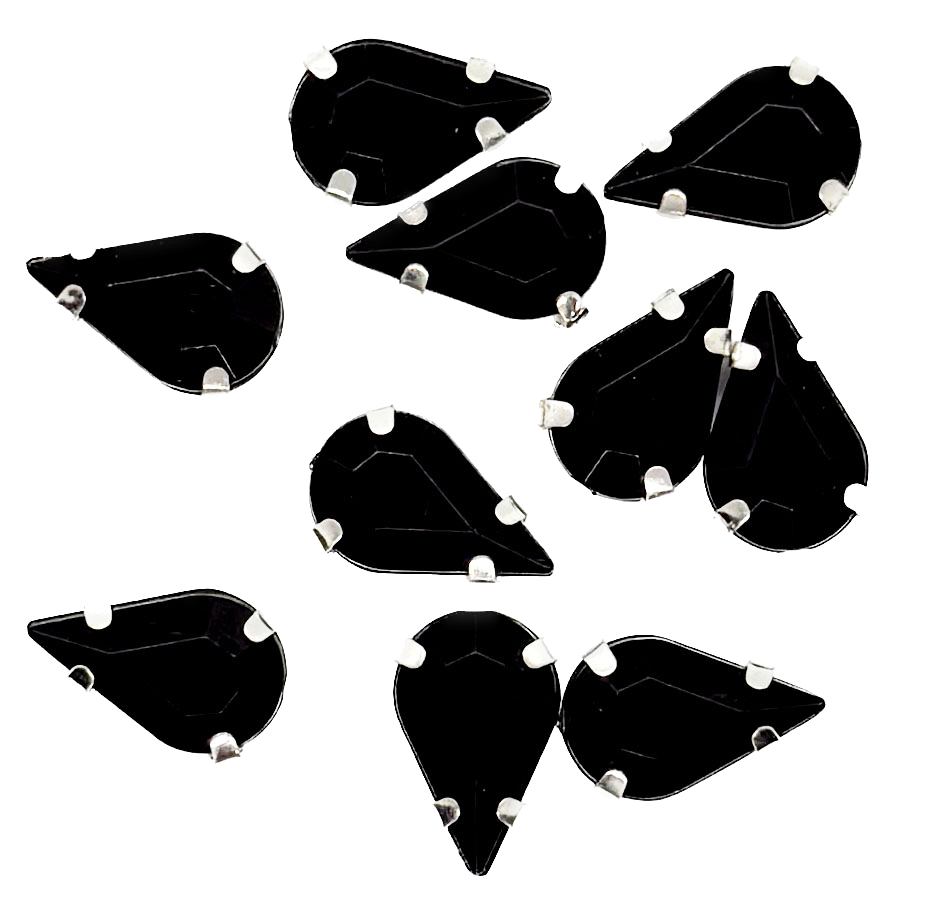 Gema engarzada gota negro 8x13mm x 10un.