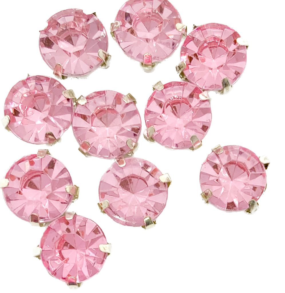 Gema engarzada redonda rosa brillo 8mm x 25un.