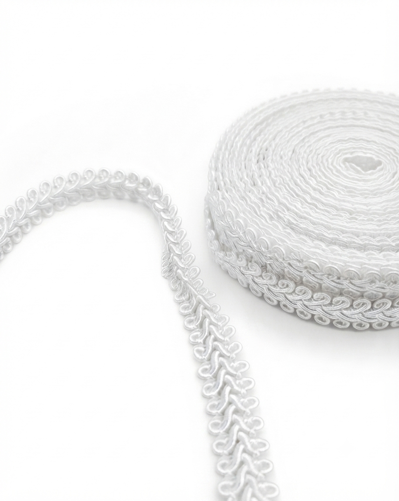 Galón blanco poliéster 10mm x 1mt