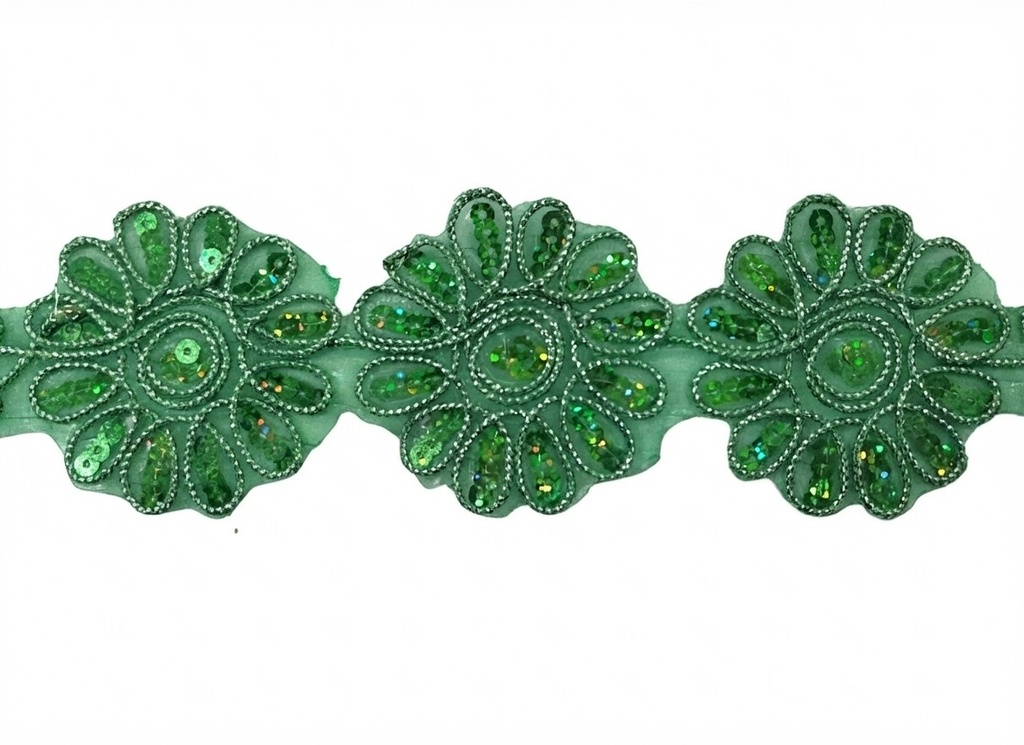Galón flor láser verde 6cm x 5ydas