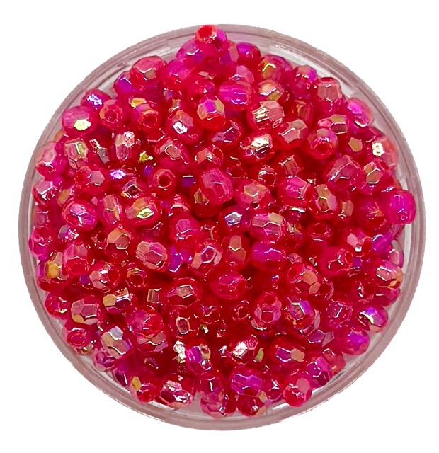 Perla transparente AB hex. fucsia 4mm x 10gr.