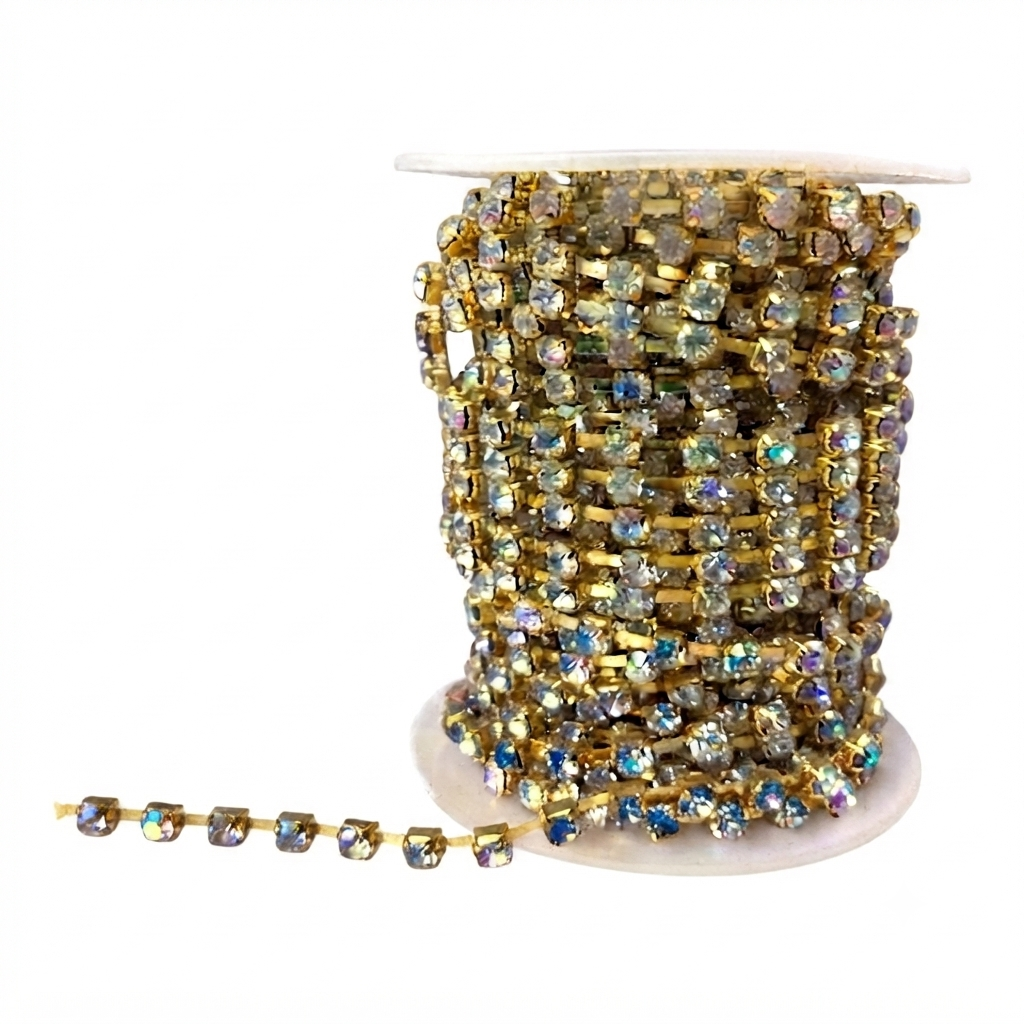 Strass cristal SS28 base oro #tornasol x 1mt. 