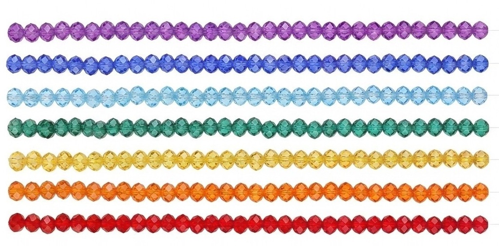 Cristal de roca 6mm 7 chakras transparentes x 7 tiras
