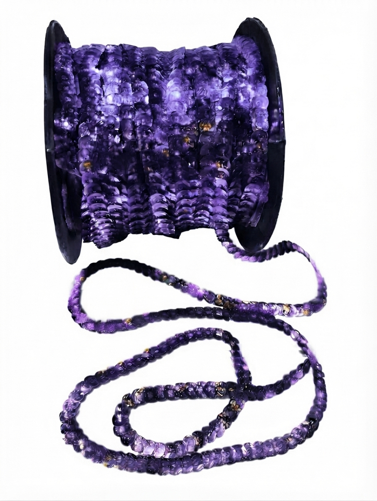 Hilo de lentejuela laser cube 6mm violeta x 1mt.  