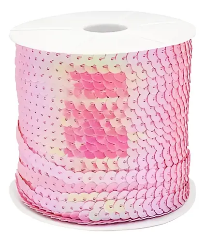 Hilo de lentejuela metal plana 6mm rosa tornasol x 1mt.      
