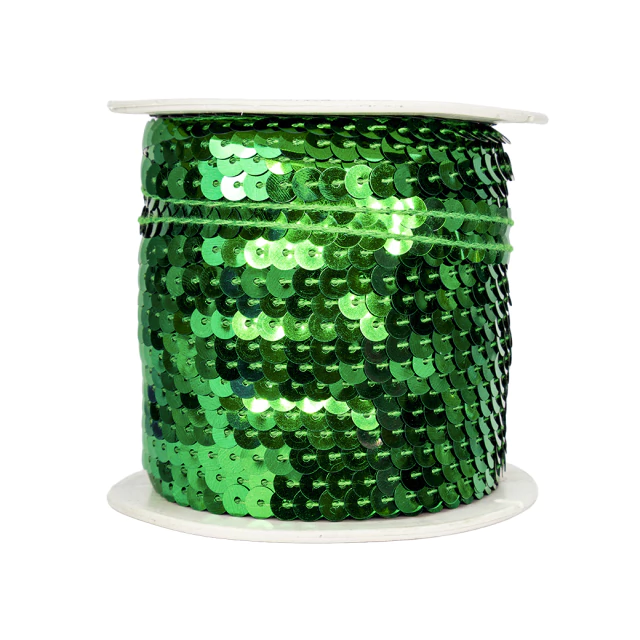 Hilo de lentejuela metal plana 6mm verde x 1mt.      