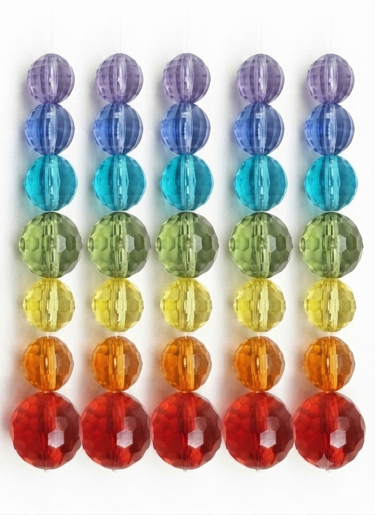 Cairel acrílico transparente bola 7 chakras x 70un