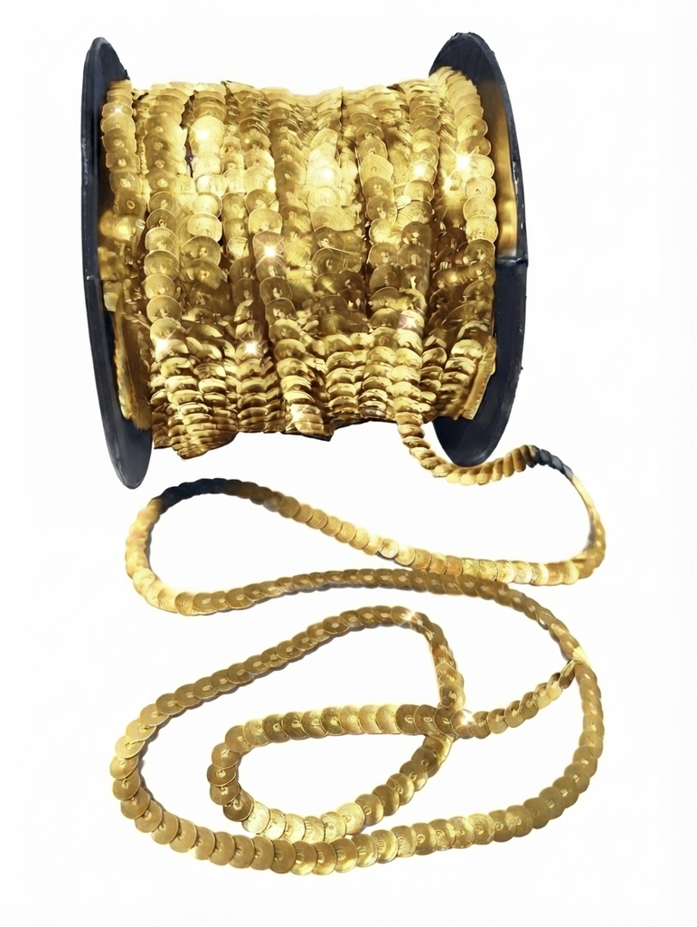 Hilo de lentejuela metal cube 6mm dorado x 80ydas