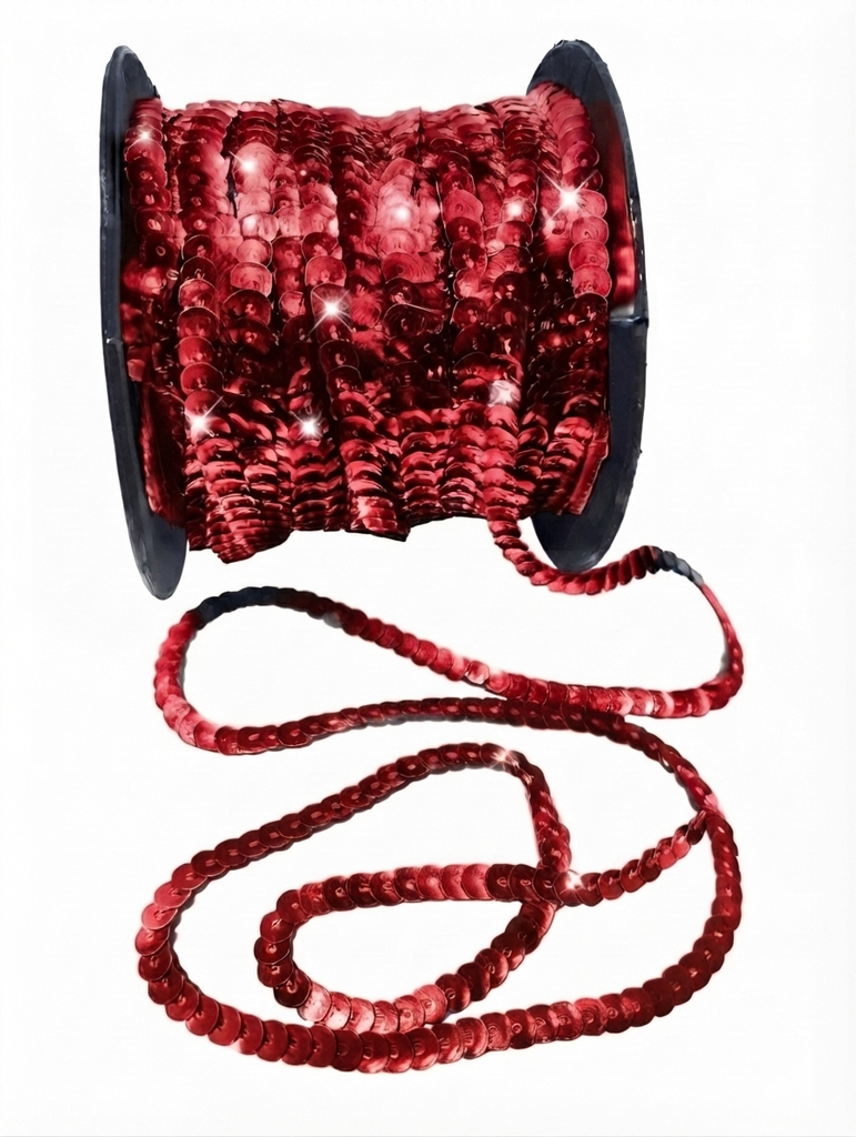 Hilo de lentejuela metal cube 6mm roja x 50ydas