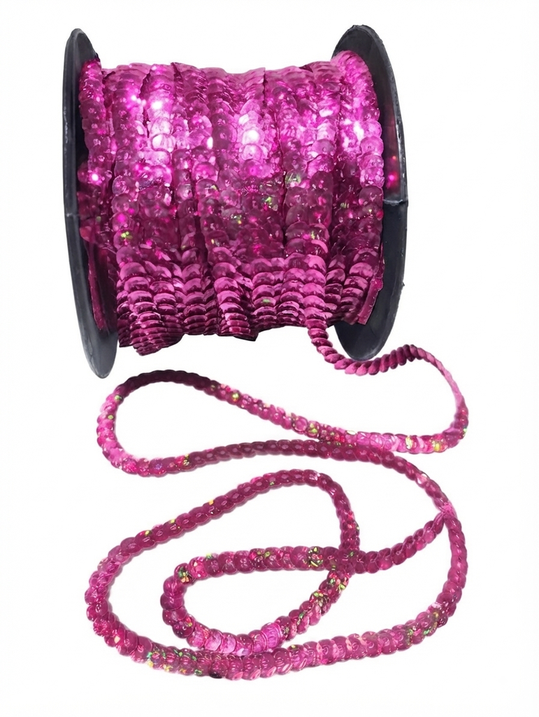 Hilo de lentejuela laser cube 6mm fucsia x 50ydas