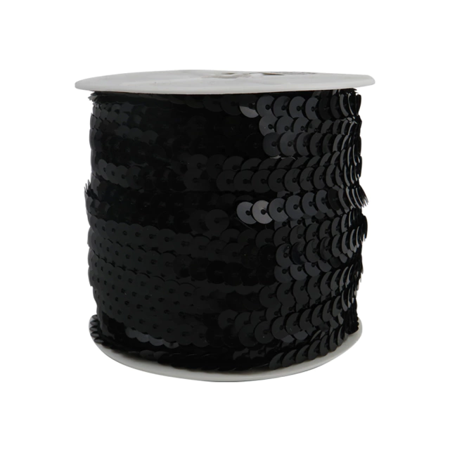 Hilo de lentejuela metal plana 6mm negra x 100ydas