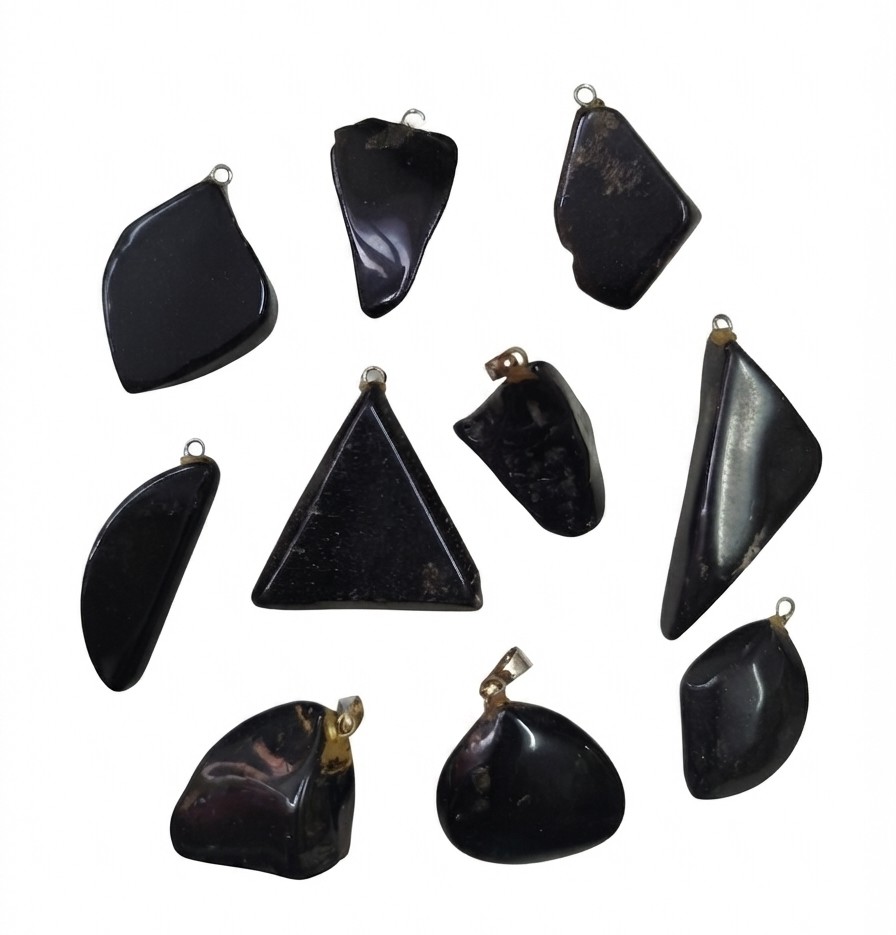 Dije piedra obsidiana c/pitón x 1 un.  