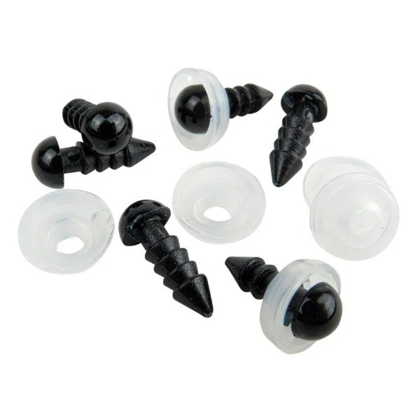 Ojos plásticos con tarugo y seguridad 6mm x 200un. 