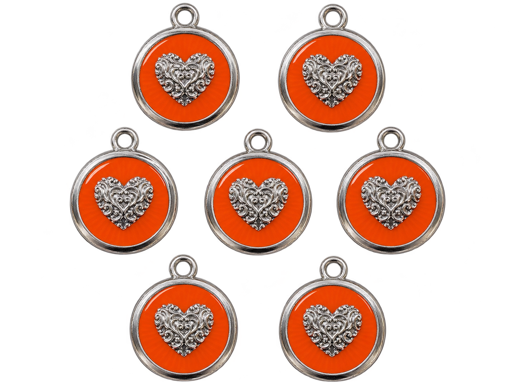 Dije de fundición corazon naranja x 1un   