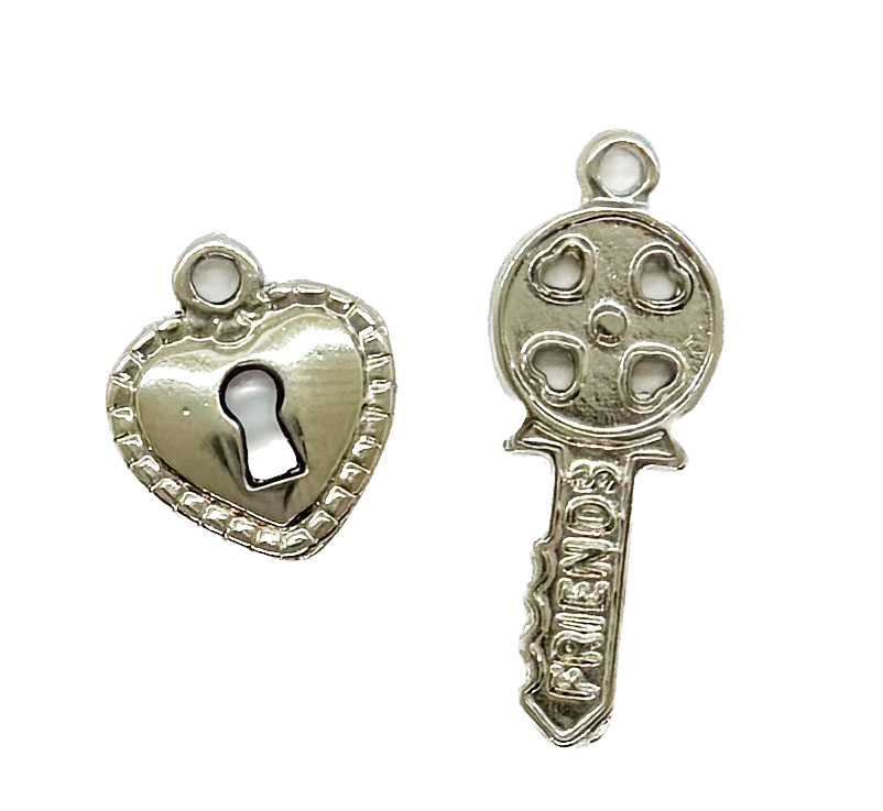 Dijes de fundición corazón y llave friends x 10gr