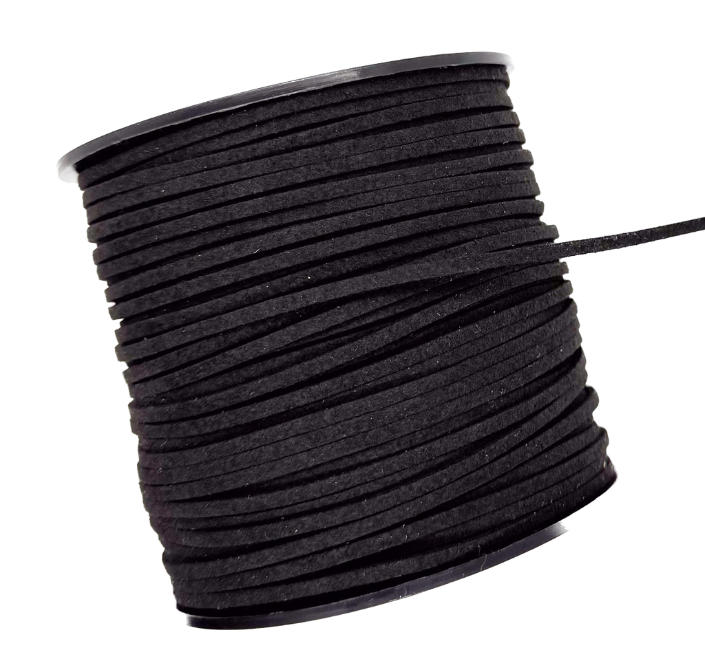 Cordón de gamuza negro 3mm x 100 yardas