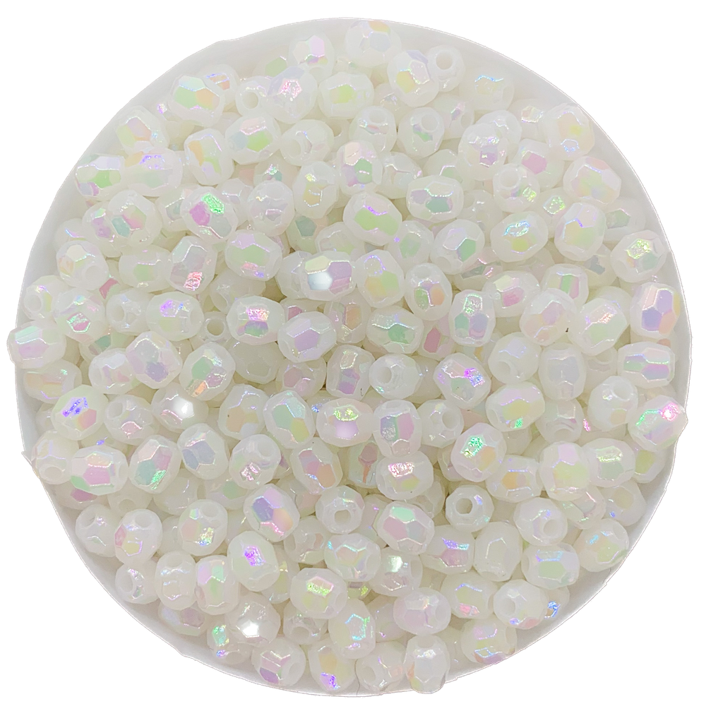 Perla plást. hexagonal blanco tornasol 4mm x 10gr.