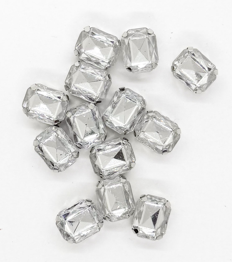 Gema engarzada rectangular plata 6x8mm x 50un.