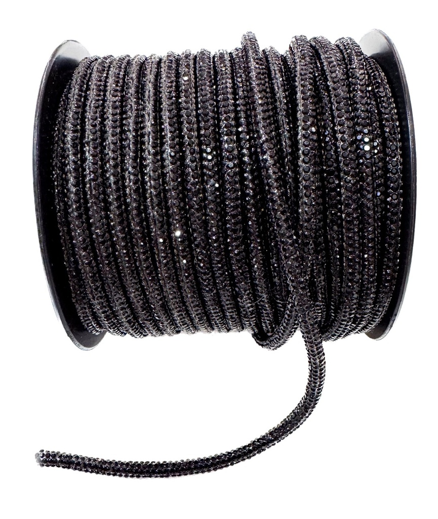 Cordón strass 4mm negro x 1 mt. 