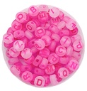 Plástico letras planas 7mm rosa opalina x 10 gr.