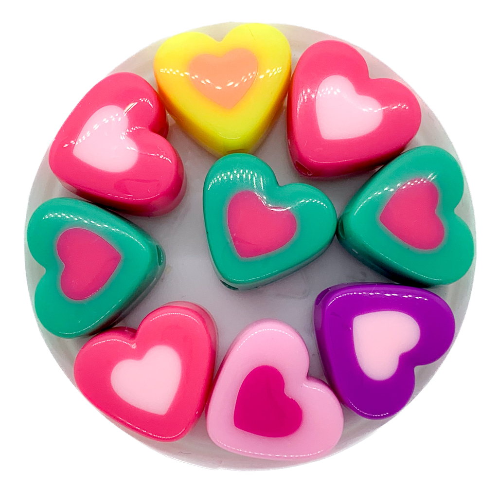 Corazón pasante colores surtidos 15mm x 10gr.