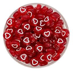 Corazón plano 7mm rojo c/blanco contorno x 10gr.