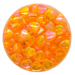 Corazón plástico naranja tornasol 8mm x 10gr.