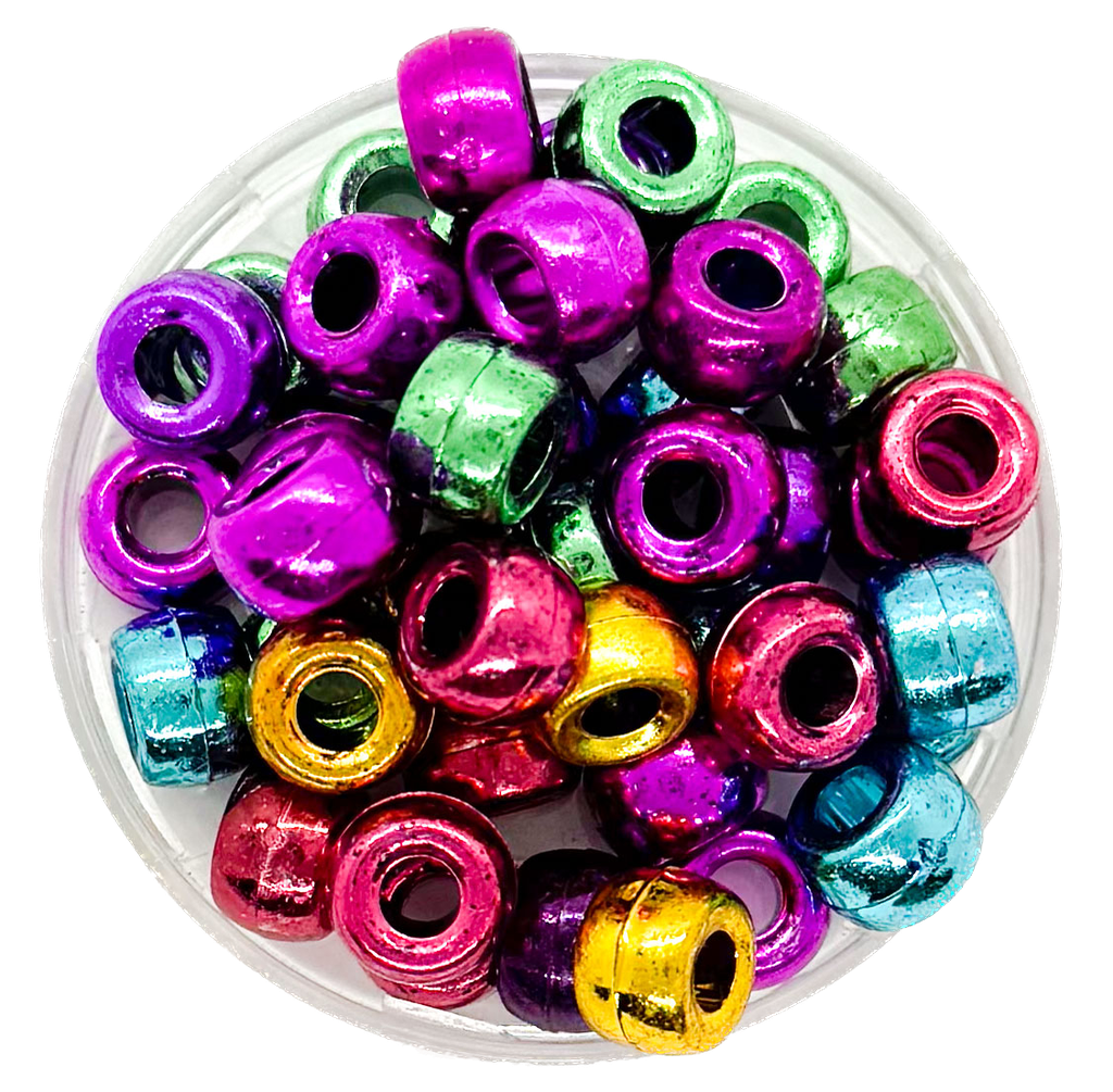 Cuentas pase ancho metalizada multicolor 10mm x 10gr.