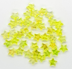 Estrella plástica amarillo tornasol 11mm x 10gr.