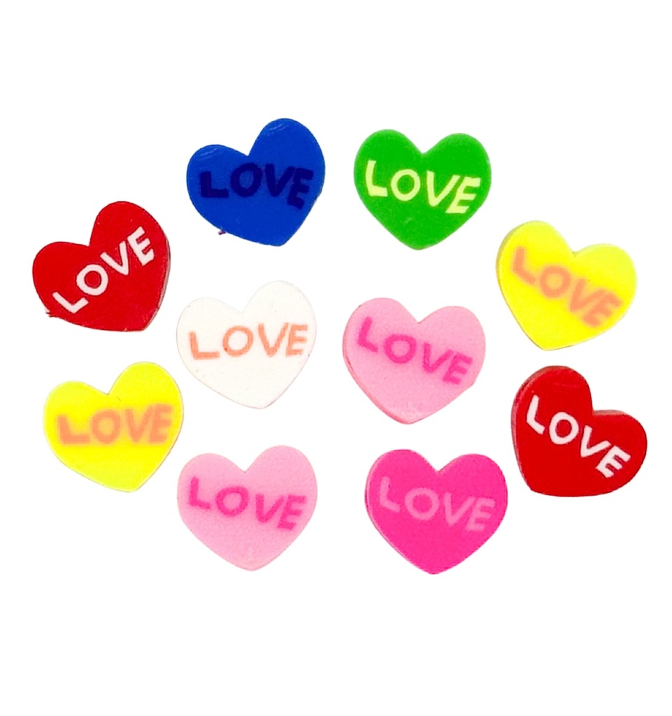 Fimo corazón Love colores x 5 un.