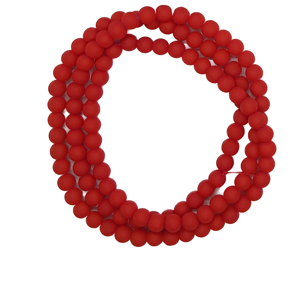 Perla vidrio engomada 8mm roja