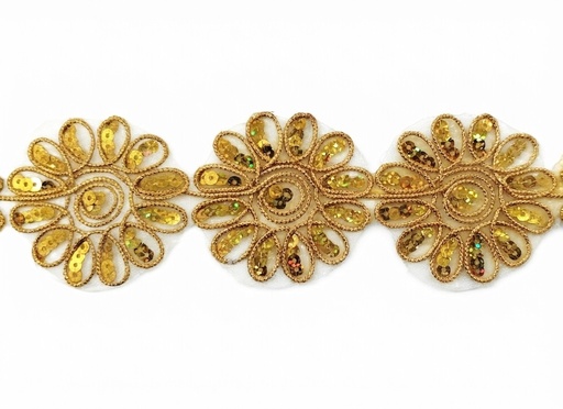 [12016] Galón flor láser dorado 6cm x 1mt.
