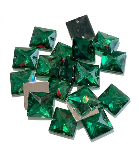[10887] Gema acrílica cuadrada 12x12mm verde x 100 un.