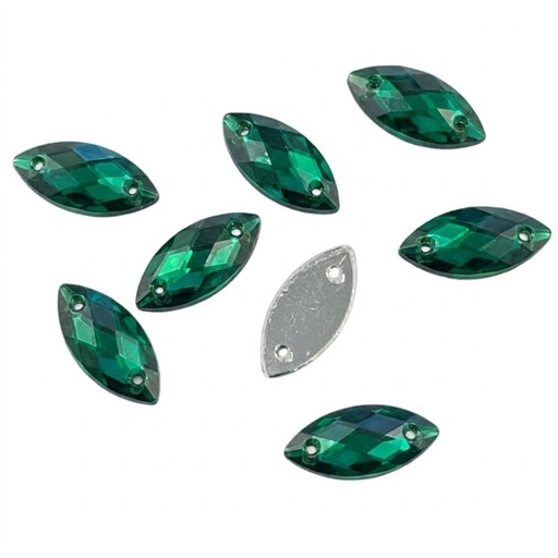 [10964] Gema acrílica navette 7x15mm verde x 25 un.